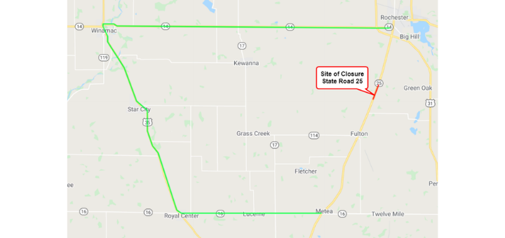 Thumbnail for the post titled: Bridge project to close State Road 25 over Mud Creek in Fulton County Sept. 14 – early October 2020